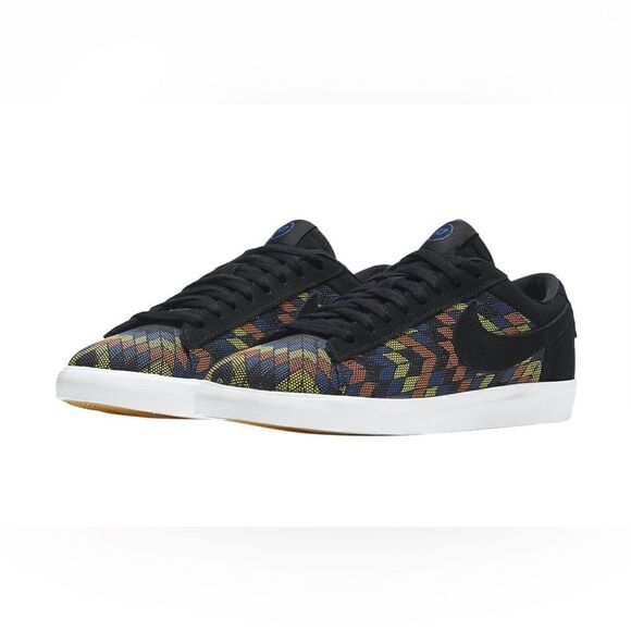 NikeBlazer Low N7 Suede Black Citron Pulse Sneakers ShoesM 6 W 8